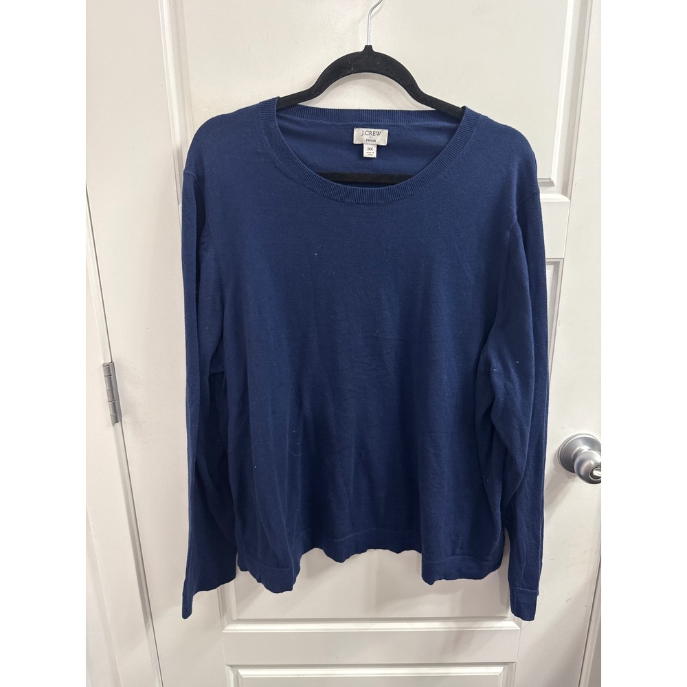 3/$30 J.Crew Teddie Sweater Womens 3X Navy Blue Crew Neck Long Sleeve Pullover